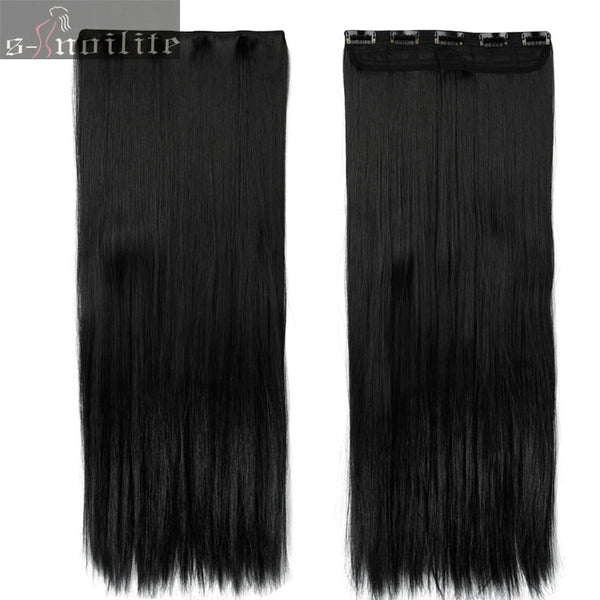 S-noilite Hair Extensions Black Brown Blonde Natural Straight 58-76cm Long High Tempreture Synthetic Hair Extension Hairpiece