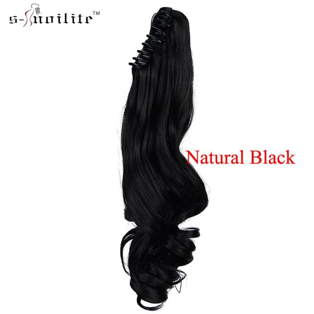 SNOILITE Synthetic Women Claw on Ponytail Clip in Hair Extensions Curly Style Pony Tail Hairpiece Black Brown Blonde hairstyles