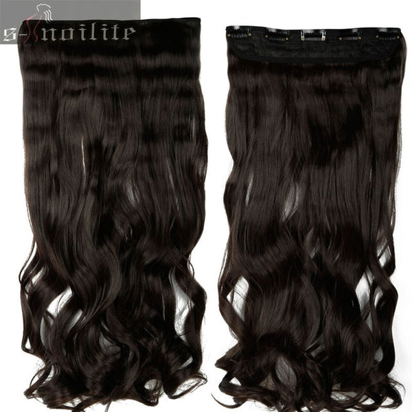 S-noilite 28 inches Curly Long Synthetic 3/4Full head Clip in Hair Extensions Black Brown Blonde Auburn Hair Extension One Piece