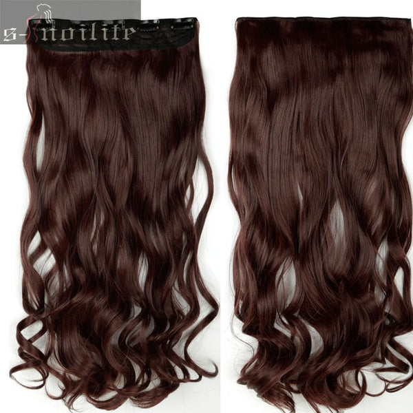 S-noilite 28 inches Curly Long Synthetic 3/4Full head Clip in Hair Extensions Black Brown Blonde Auburn Hair Extension One Piece