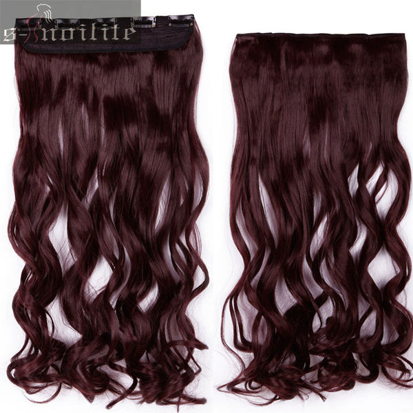 S-noilite 28 inches Curly Long Synthetic 3/4Full head Clip in Hair Extensions Black Brown Blonde Auburn Hair Extension One Piece