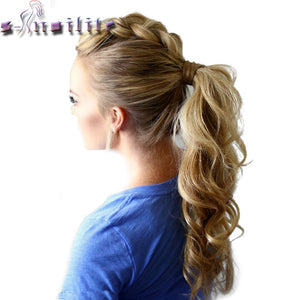 S-noilite 43CM Long Wavy Real Natural Ponytail Clip in Pony tail Hair Extensions Wrap Around on Synthetic Hair Piece for human