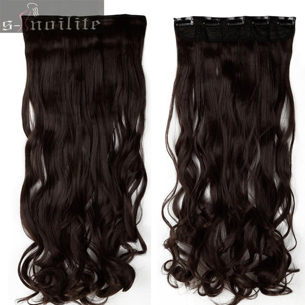 S-noilite 28" One Piece Long Clip in Hair Extension half full head real natural remy hair Extentions Curly Synthetic Hairpiece