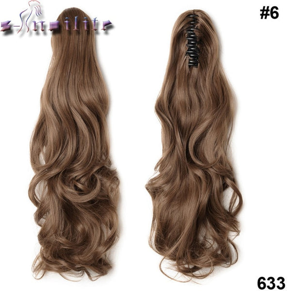 S-noilite Long Wavy Wrap Around Ponytail Claw Jaw in Hair pieces Real Natural Remy Hair Extensions for human