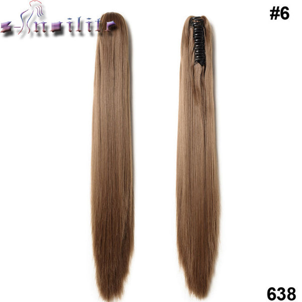 S-noilite Long Wavy Wrap Around Ponytail Claw Jaw in Hair pieces Real Natural Remy Hair Extensions for human