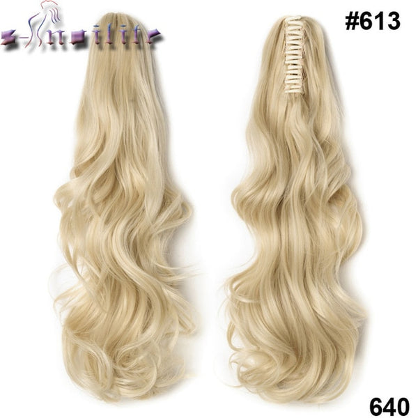 S-noilite Long Wavy Wrap Around Ponytail Claw Jaw in Hair pieces Real Natural Remy Hair Extensions for human