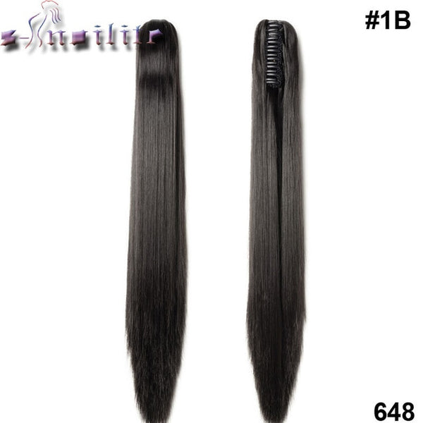 S-noilite Long Wavy Wrap Around Ponytail Claw Jaw in Hair pieces Real Natural Remy Hair Extensions for human