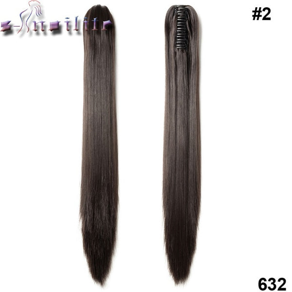 S-noilite Long Wavy Wrap Around Ponytail Claw Jaw in Hair pieces Real Natural Remy Hair Extensions for human