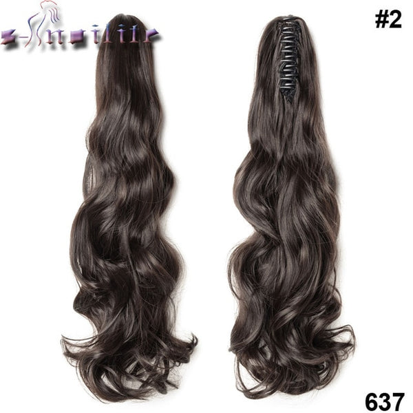 S-noilite Long Wavy Wrap Around Ponytail Claw Jaw in Hair pieces Real Natural Remy Hair Extensions for human