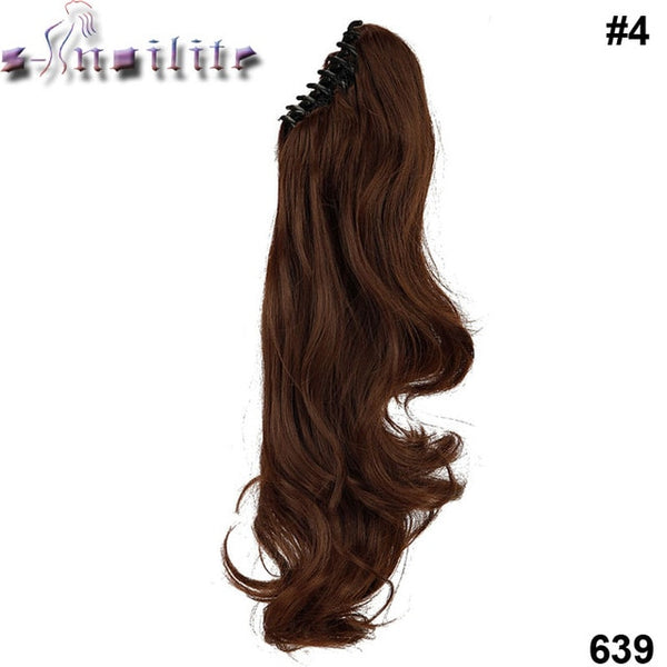 S-noilite Long Wavy Wrap Around Ponytail Claw Jaw in Hair pieces Real Natural Remy Hair Extensions for human