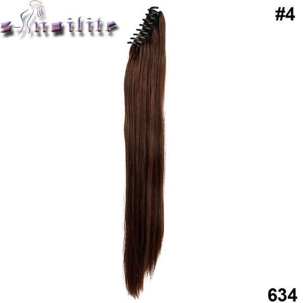 S-noilite Long Wavy Wrap Around Ponytail Claw Jaw in Hair pieces Real Natural Remy Hair Extensions for human