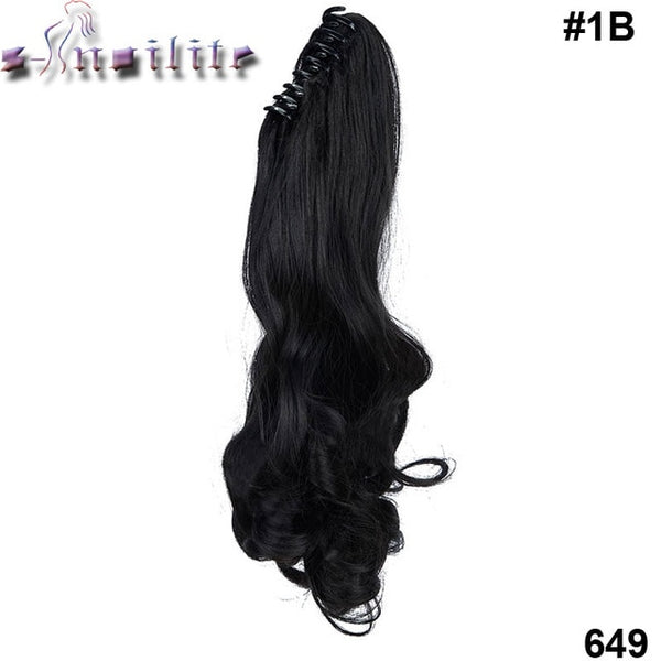 S-noilite Long Wavy Wrap Around Ponytail Claw Jaw in Hair pieces Real Natural Remy Hair Extensions for human