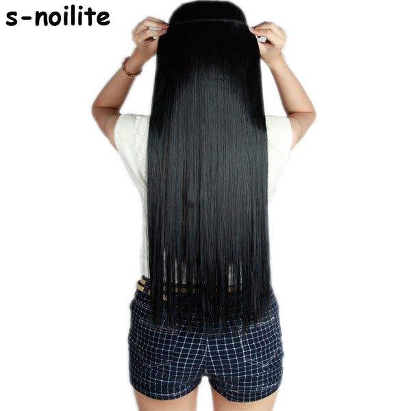 S-noilite Fall to waist 46-76 CM Longest Clip in for human Hair Extensions One Piece Real Natural Thick Synthetic hair Extention