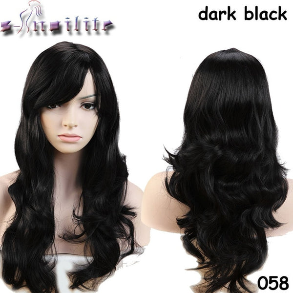 S-noilite 56CM Loose Wave Synthetic Wigs for black women Cosplay wig Blonde Blue Red Pink Grey Purple Hair for human party