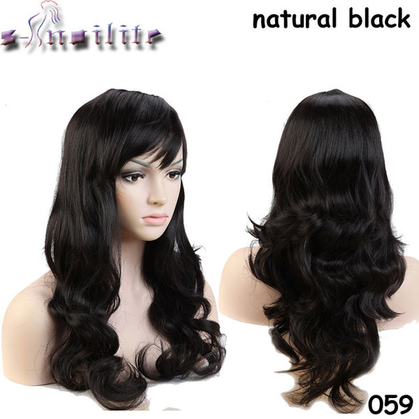 S-noilite 56CM Loose Wave Synthetic Wigs for black women Cosplay wig Blonde Blue Red Pink Grey Purple Hair for human party