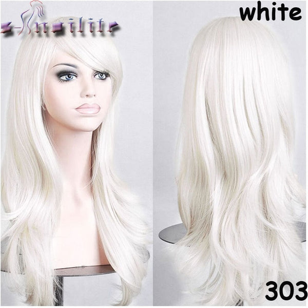 S-noilite 56CM Loose Wave Synthetic Wigs for black women Cosplay wig Blonde Blue Red Pink Grey Purple Hair for human party