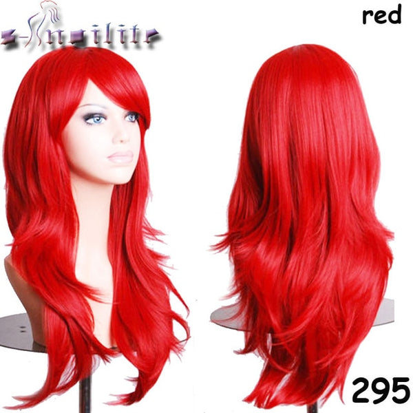 S-noilite 56CM Loose Wave Synthetic Wigs for black women Cosplay wig Blonde Blue Red Pink Grey Purple Hair for human party