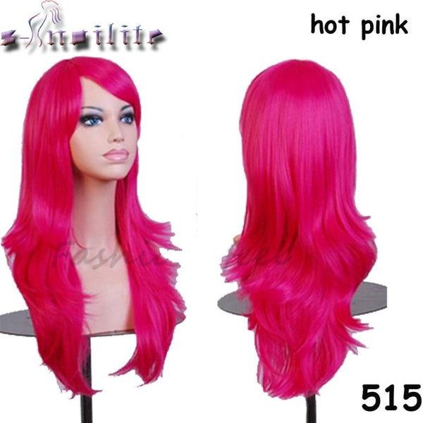 S-noilite 56CM Loose Wave Synthetic Wigs for black women Cosplay wig Blonde Blue Red Pink Grey Purple Hair for human party