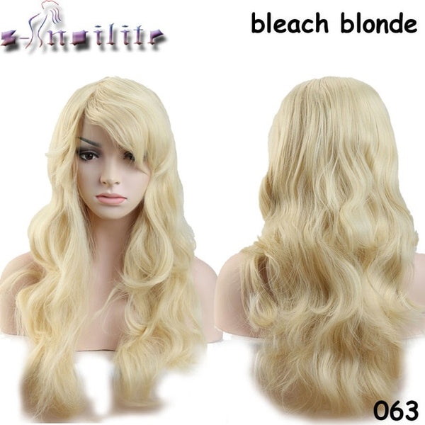 S-noilite 56CM Loose Wave Synthetic Wigs for black women Cosplay wig Blonde Blue Red Pink Grey Purple Hair for human party