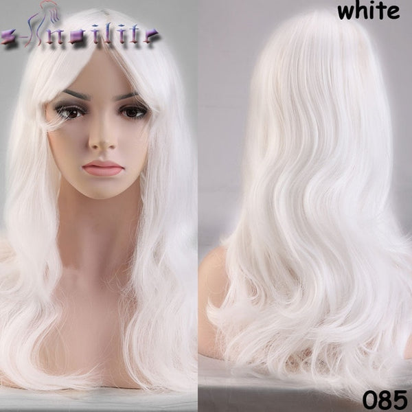 S-noilite 56CM Loose Wave Synthetic Wigs for black women Cosplay wig Blonde Blue Red Pink Grey Purple Hair for human party