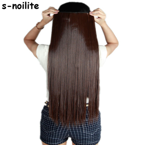 S-noilite Long Women Thick 150G 3/4 Full Head Clip in Hair Extensions Extension One Piece Synthetic Silky Natural hairpieces