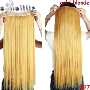 S-noilite Women Silky Straight 5 Clip in Hair Extensions High Temperature Fiber 26inch Hairpiece Extension Synthetic Hair Clips