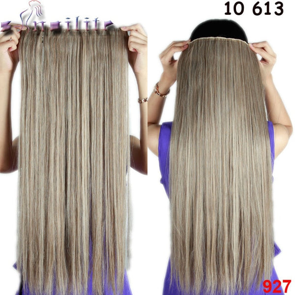 S-noilite Women Silky Straight 5 Clip in Hair Extensions High Temperature Fiber 26inch Hairpiece Extension Synthetic Hair Clips