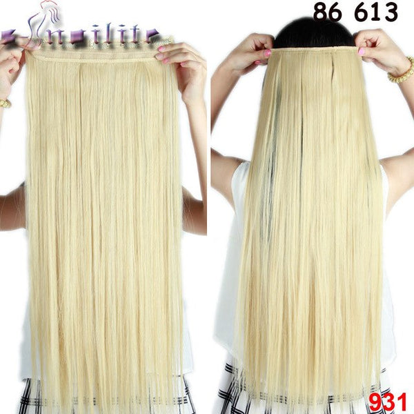 S-noilite Women Silky Straight 5 Clip in Hair Extensions High Temperature Fiber 26inch Hairpiece Extension Synthetic Hair Clips