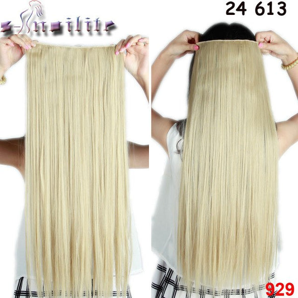 S-noilite Women Silky Straight 5 Clip in Hair Extensions High Temperature Fiber 26inch Hairpiece Extension Synthetic Hair Clips