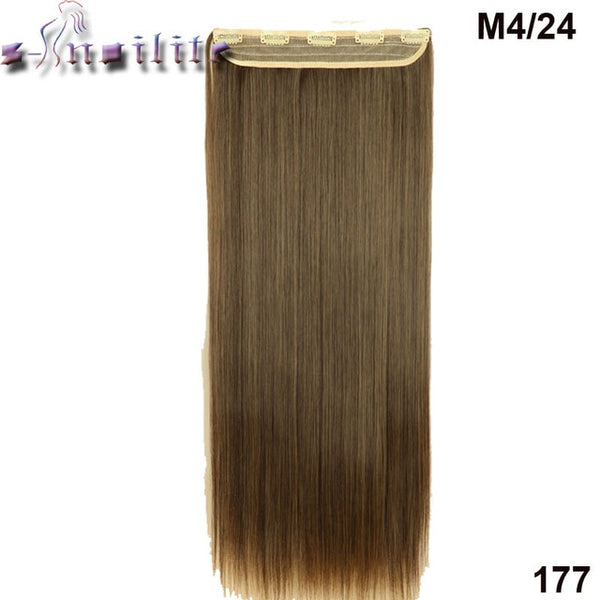 S-noilite Women Silky Straight 5 Clip in Hair Extensions High Temperature Fiber 26inch Hairpiece Extension Synthetic Hair Clips