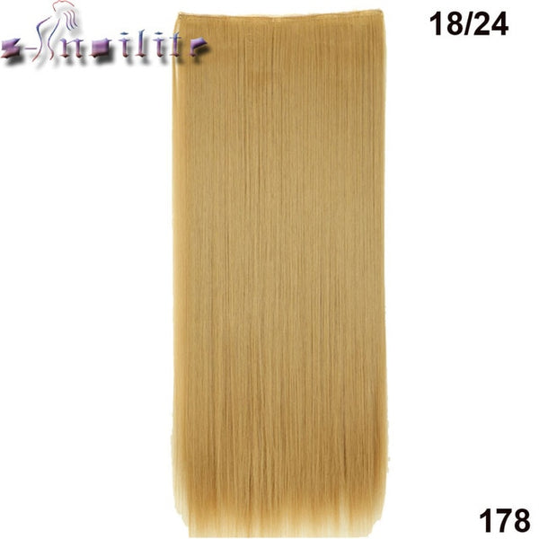 S-noilite Women Silky Straight 5 Clip in Hair Extensions High Temperature Fiber 26inch Hairpiece Extension Synthetic Hair Clips