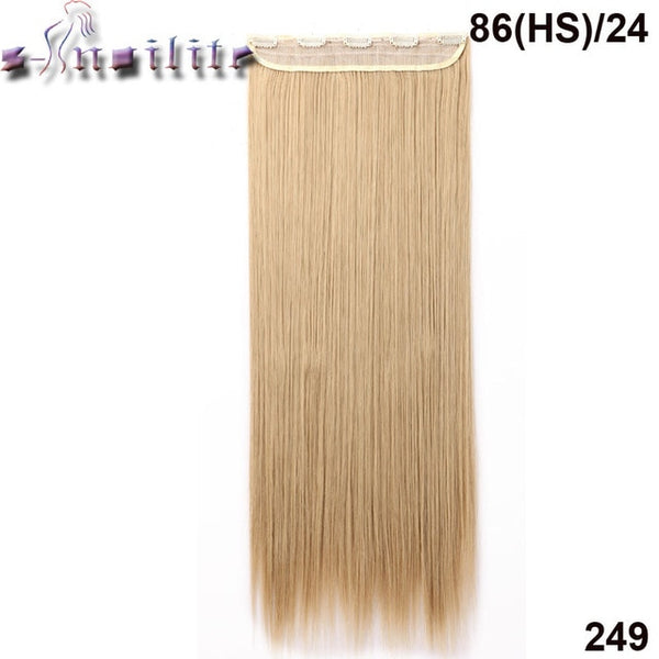 S-noilite Women Silky Straight 5 Clip in Hair Extensions High Temperature Fiber 26inch Hairpiece Extension Synthetic Hair Clips