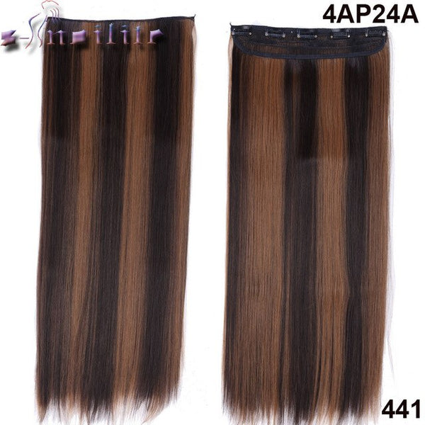 S-noilite Women Silky Straight 5 Clip in Hair Extensions High Temperature Fiber 26inch Hairpiece Extension Synthetic Hair Clips