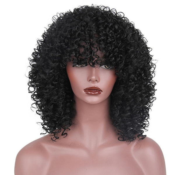 AISI HAIR High Temperature Fiber Mixed Brown and Blonde Color Synthetic Short Hair Afro Kinky Curly Wigs for  Women Black Hair