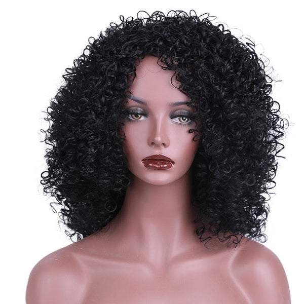 AISI HAIR High Temperature Fiber Mixed Brown and Blonde Color Synthetic Short Hair Afro Kinky Curly Wigs for  Women Black Hair
