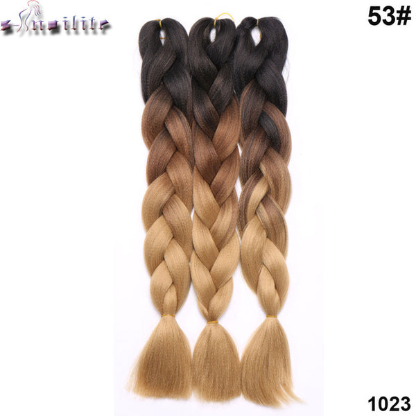 s-noilite 3pcs/lot 24'' Kanekalon Jumbo Braids Bulk Synthetic Hair African Braiding Hair Style Crochet Hair Extensions 2 3 Tone