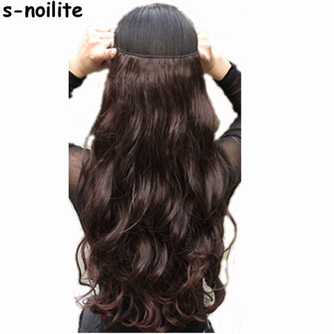 s-noilite 18-28"  Long Clip in ins hair Extensions synthetic 100% real natural hair Extentions 3/4 full head 1 Piece Black Brown