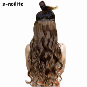 S-noilite 18-28" Curly 3/4 Full Head Clip in Hair Extensions Black Brown Blonde Real Natural Synthetic One Piece for human