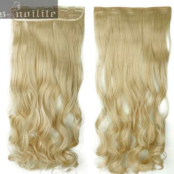 S-noilite 18-28" Curly 3/4 Full Head Clip in Hair Extensions Black Brown Blonde Real Natural Synthetic One Piece for human