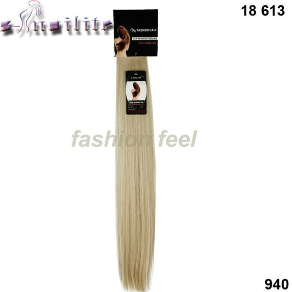 S-noilite 24'' Long Straight Synthetic Ponytail Wrap Around Clip In Ponytail Hair Extensions Heat Resistant Hair Tail