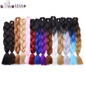 s-noilite 100g/pack 24inch braiding hair ombre two tone colored jumbo braids hair synthetic hair for dolls crochet hair