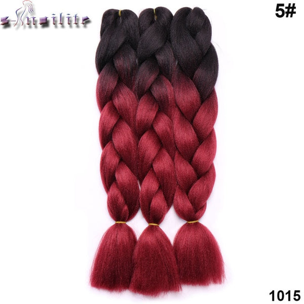 s-noilite 100g/pack 24inch braiding hair ombre two tone colored jumbo braids hair synthetic hair for dolls crochet hair