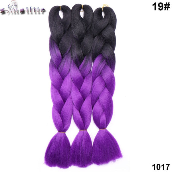 s-noilite 100g/pack 24inch braiding hair ombre two tone colored jumbo braids hair synthetic hair for dolls crochet hair