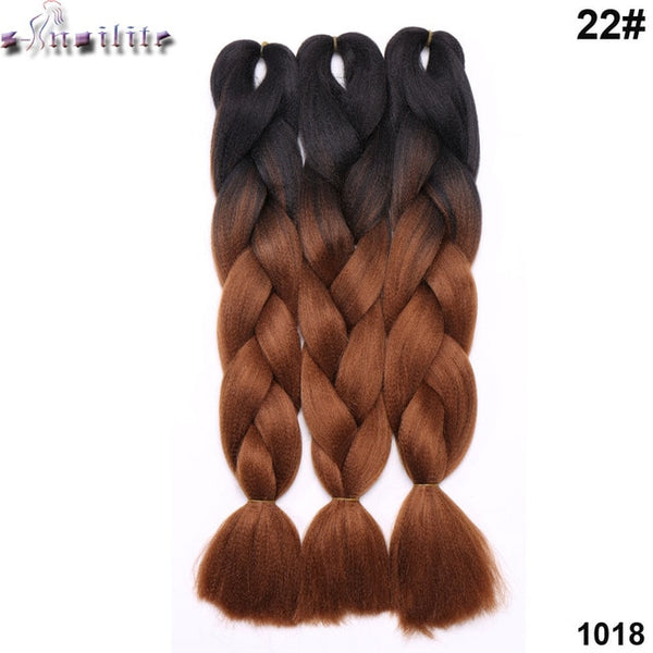 s-noilite 100g/pack 24inch braiding hair ombre two tone colored jumbo braids hair synthetic hair for dolls crochet hair