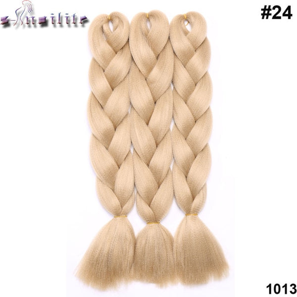 s-noilite 100g/pack 24inch braiding hair ombre two tone colored jumbo braids hair synthetic hair for dolls crochet hair