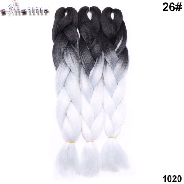 s-noilite 100g/pack 24inch braiding hair ombre two tone colored jumbo braids hair synthetic hair for dolls crochet hair