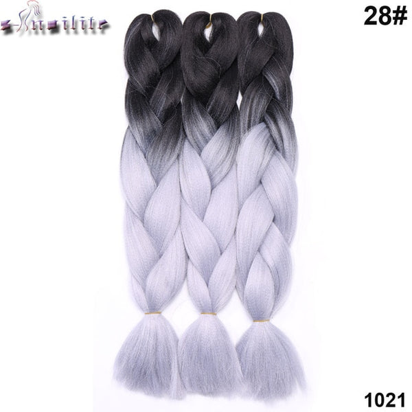 s-noilite 100g/pack 24inch braiding hair ombre two tone colored jumbo braids hair synthetic hair for dolls crochet hair