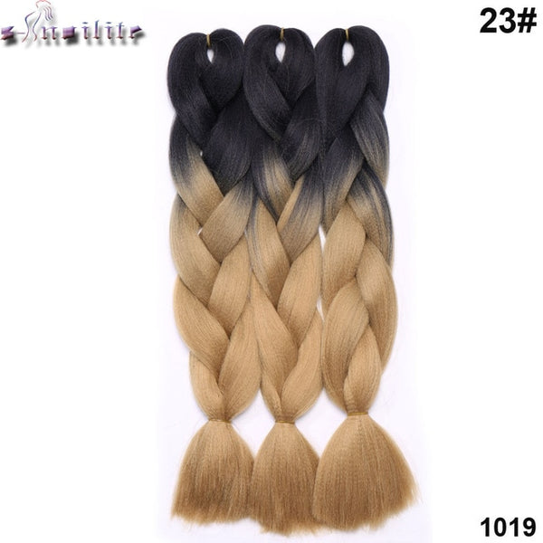 s-noilite 100g/pack 24inch braiding hair ombre two tone colored jumbo braids hair synthetic hair for dolls crochet hair