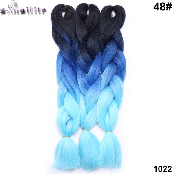 s-noilite 100g/pack 24inch braiding hair ombre two tone colored jumbo braids hair synthetic hair for dolls crochet hair