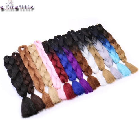 s-noilite Ombre Kanekalon Braiding Hair 24 Inch 100g/piece Synthetic Crochet Hair Extensions Bulk Hair African Hair